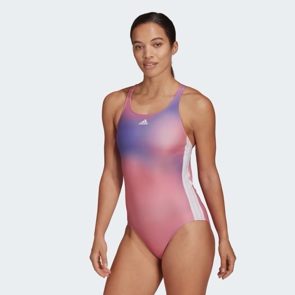 ADIDAS WOMEN’S MELBOURNE PRINT 3-STRIPES SWIMSUIT